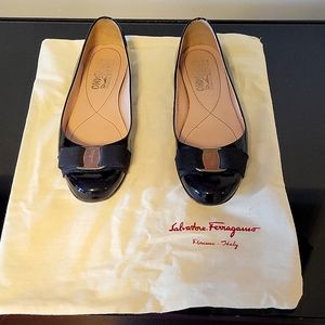 Salvatore Ferragamo Black patent leather flats